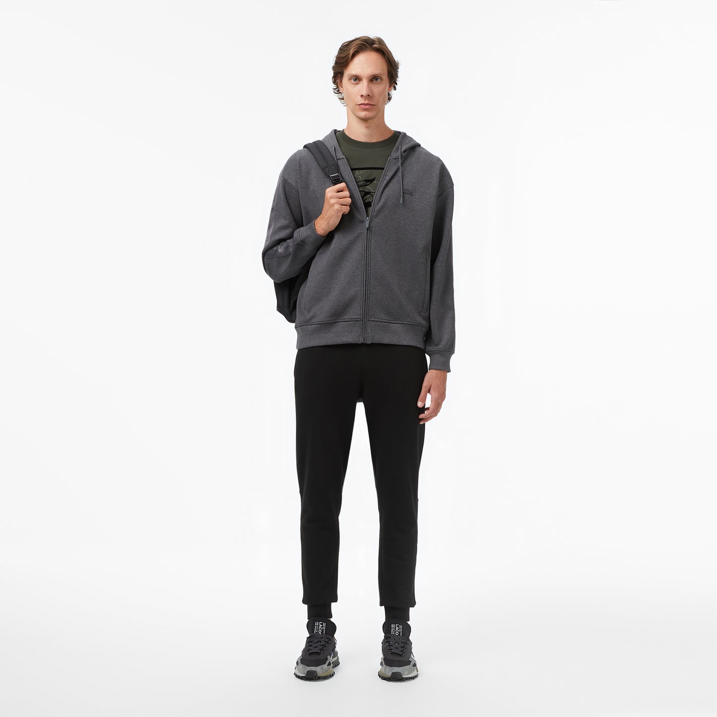 Lacoste Erkek Relaxed Fit Kapüşonlu Gri Sweatshirt
