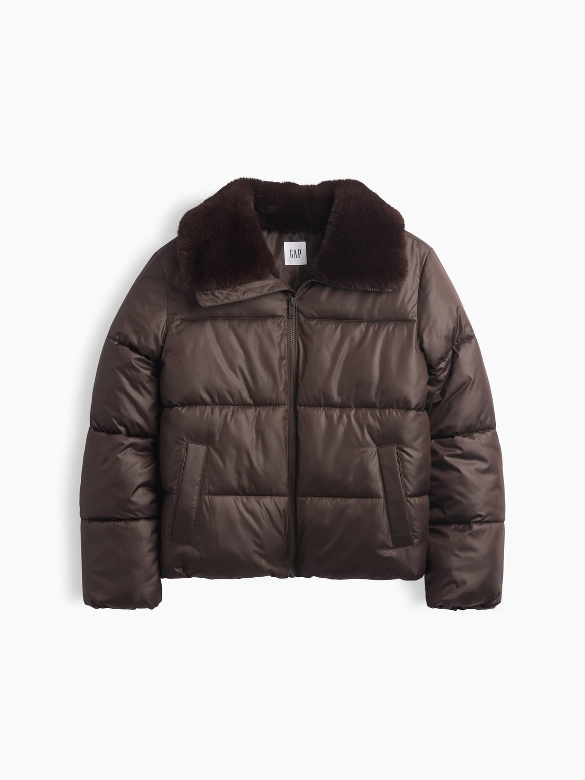 Kahverengi Relaxed Quilted Puffer Şişme Ceket
