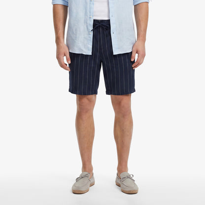 Nautica Erkek Lacivert Regular Fit Çizgili Keten Şort