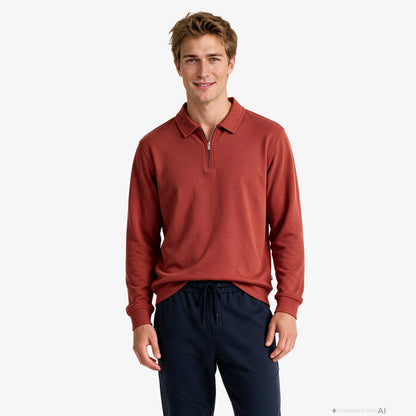 Nautica Erkek Turuncu Polo Yaka Sweatshirt