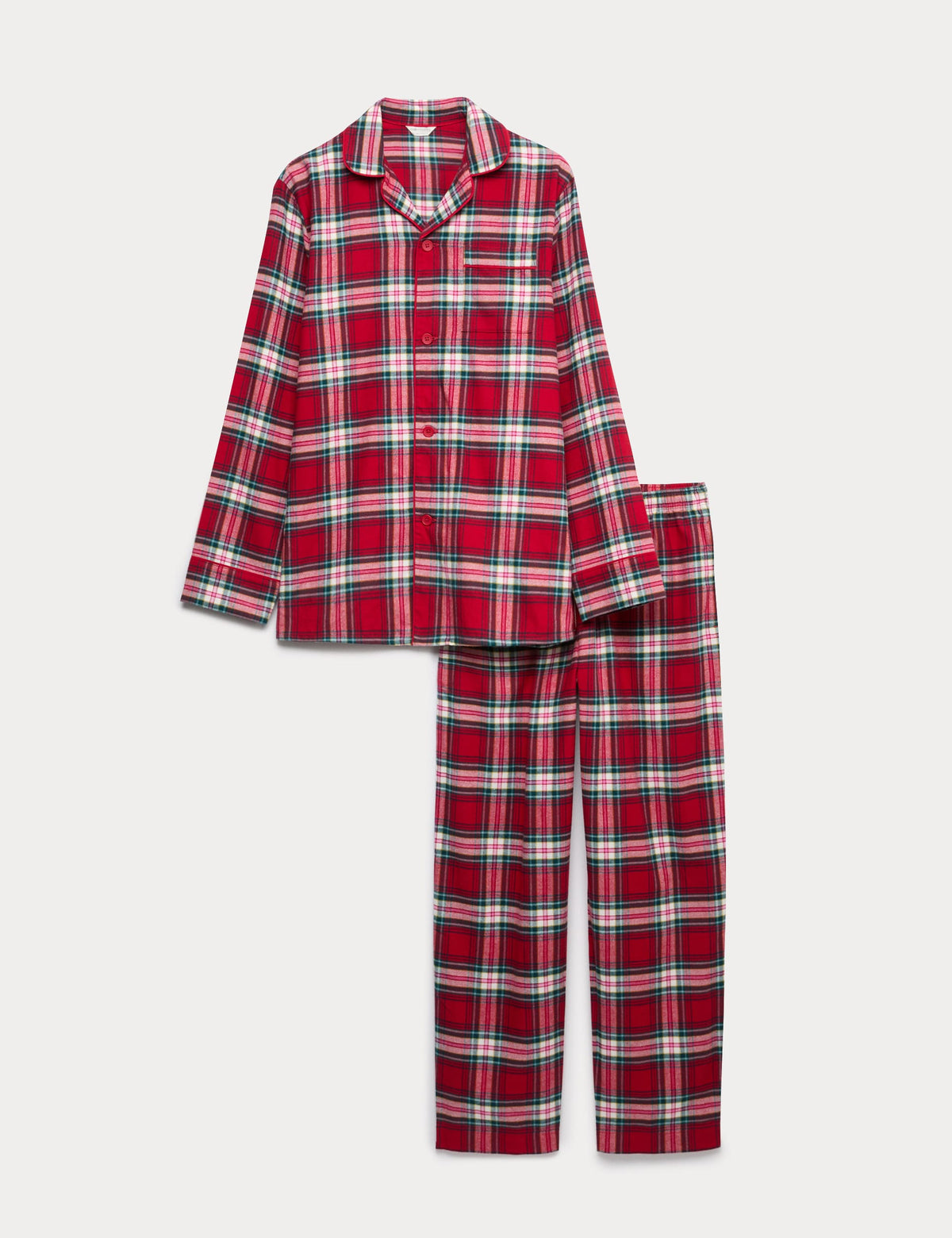 Saf Pamuklu Kareli Pijama Takımı