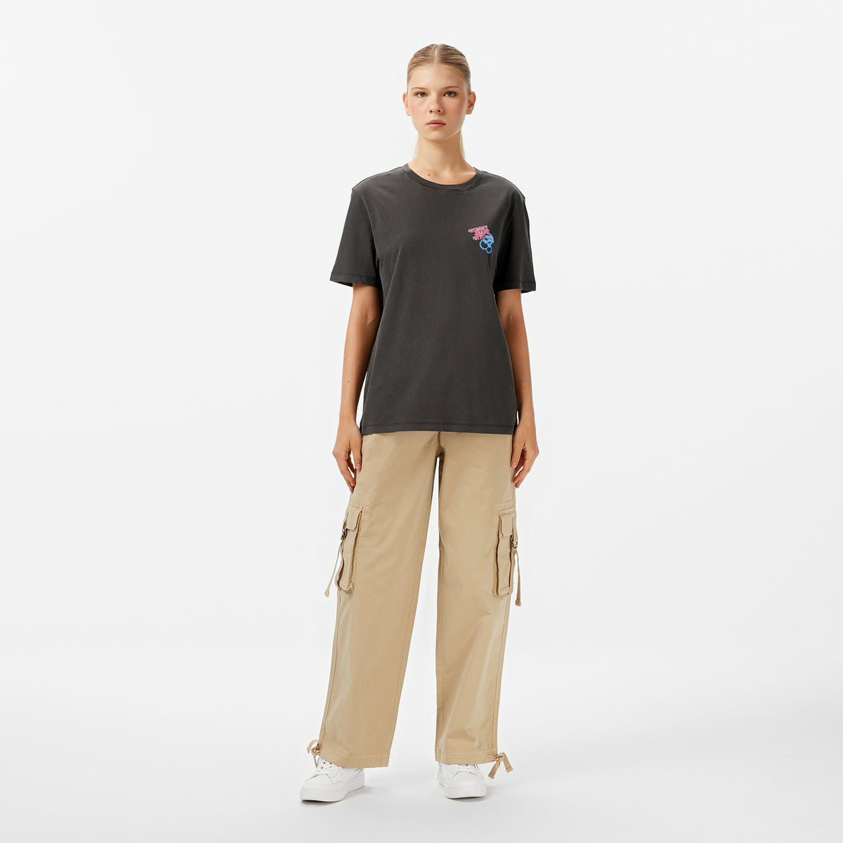 Tommy Hilfiger Relaxed Neon Kadın Gri T-shirt