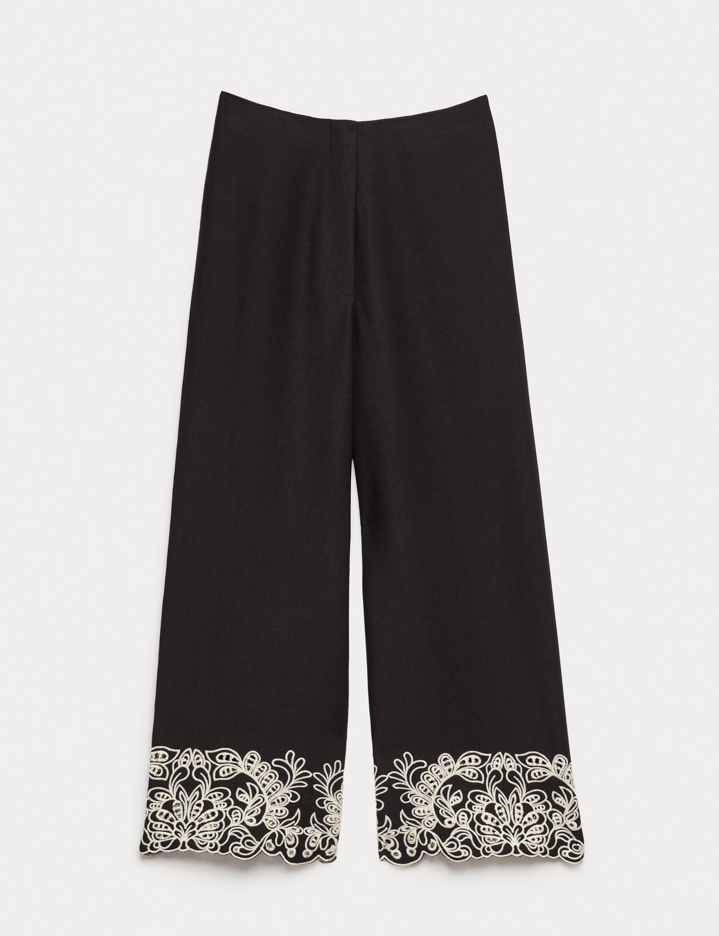 Modal Karışımlı Işlemeli Düz Paça Pantolon