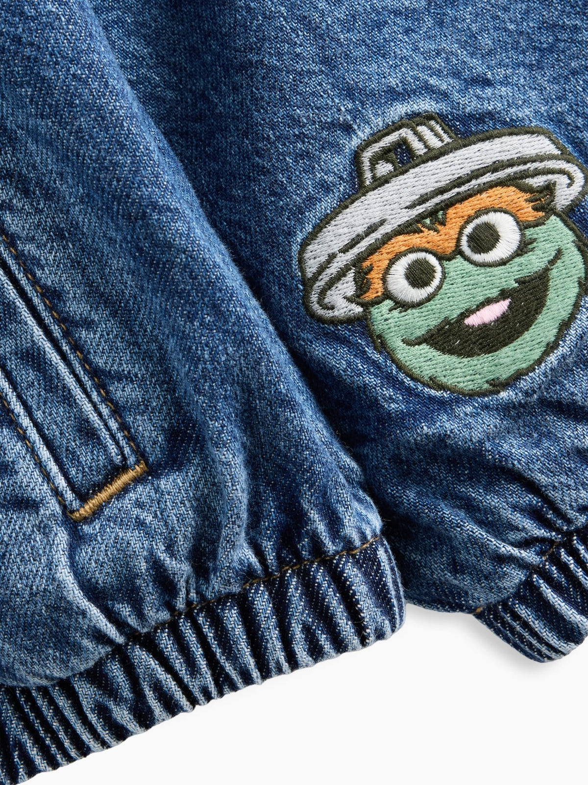 Koyu Mavi Sesame Street Denim Kapüşonlu Ceket