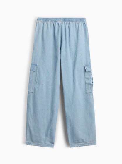Açık Mavi Relaxed Pull-on Kargo Pantolon
