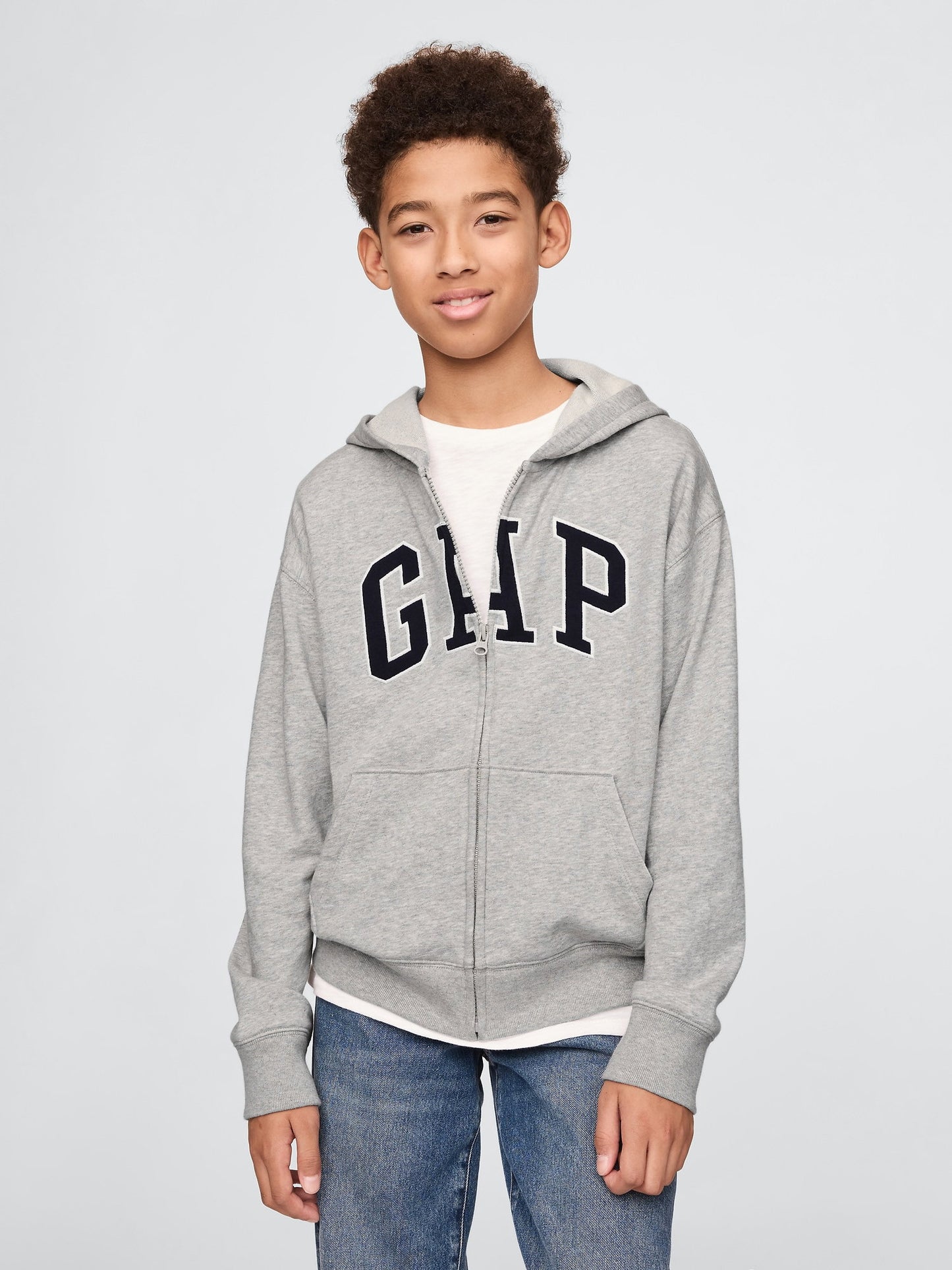 Gri Gap Logo Relaxed Fermuarlı Sweatshirt