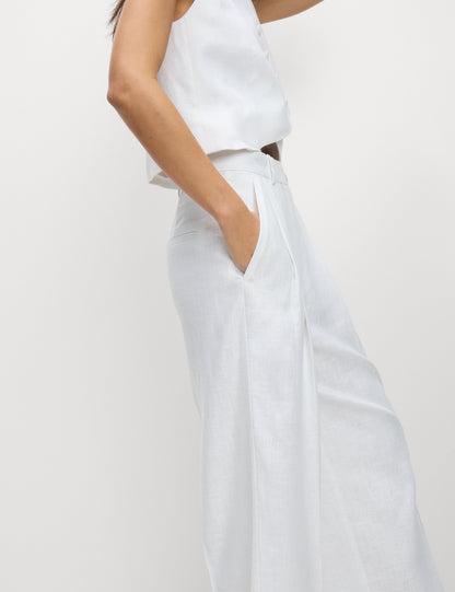 Keten Twill Wide Leg Pantolon