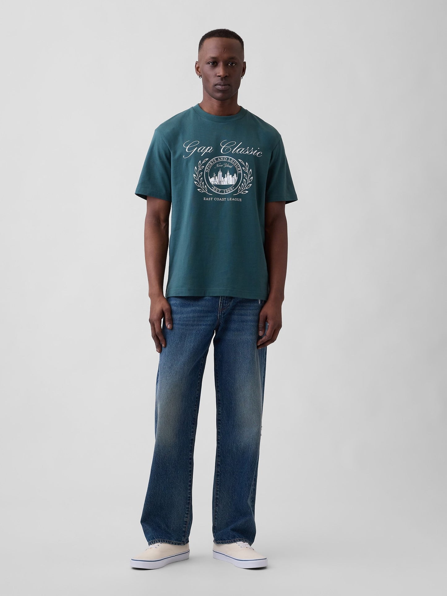 Koyu Yeşil Everyday Soft Relaxed Grafik T-shirt