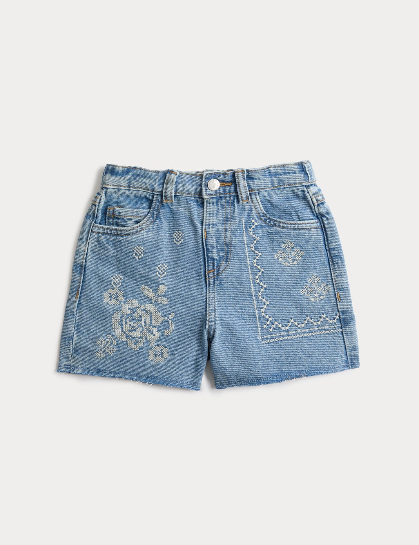 Denim Nakışlı Şort