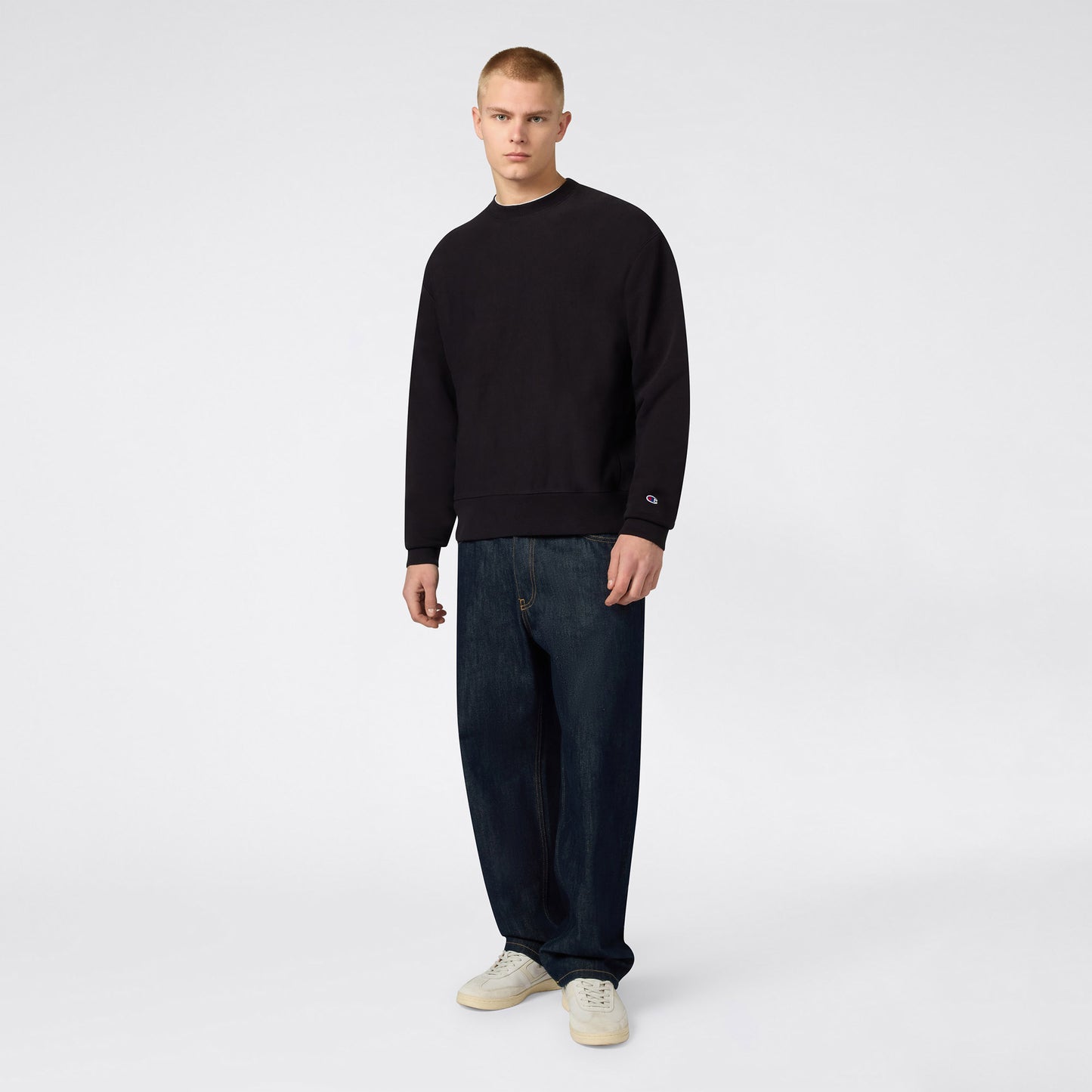 Champion Crewneck Regular Fit Erkek Siyah Sweatshirt