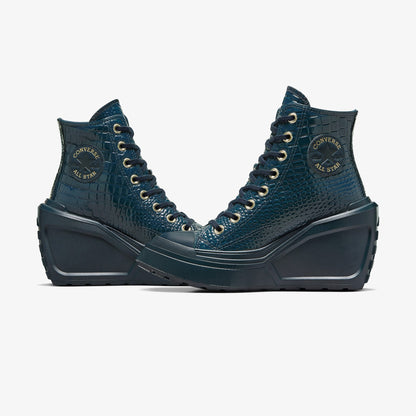 Converse Chuck 70 De Luxe Wedge Unisex Lacivert Deri Platform Sneaker