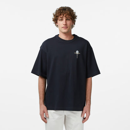 Lacoste Erkek Loose Fit Bisiklet Yaka Baskılı Koyu Gri T-shirt