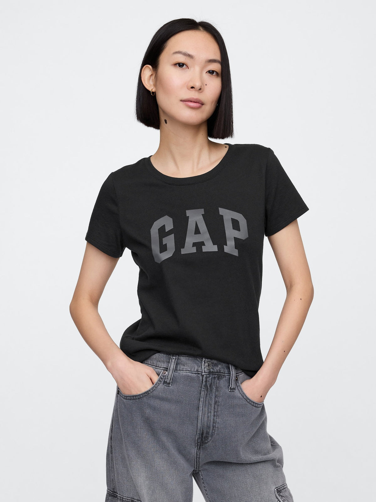 Siyah 2'li Gap Logo Kısa Kollu T-shirt Seti