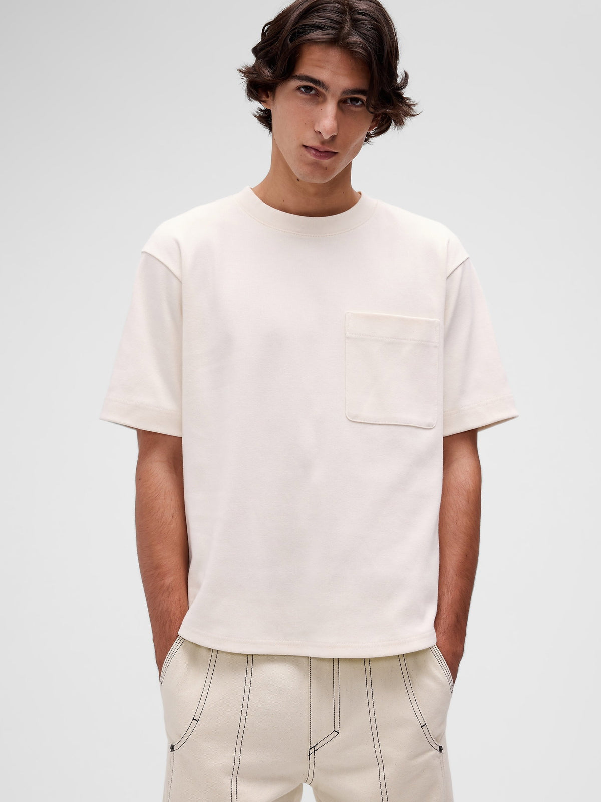 Krem Gapstudio Extra Heavyweight Cepli T-shirt