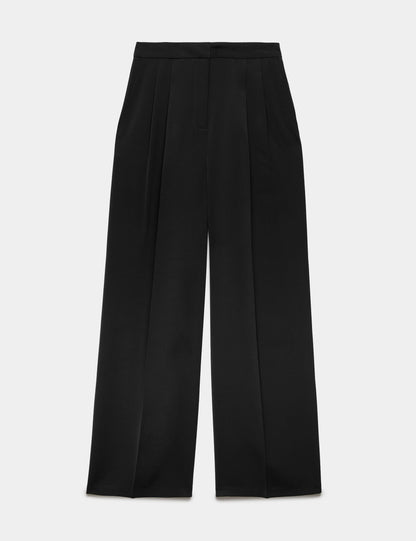 Saf Pamuk Pileli Wide Leg Pantolon