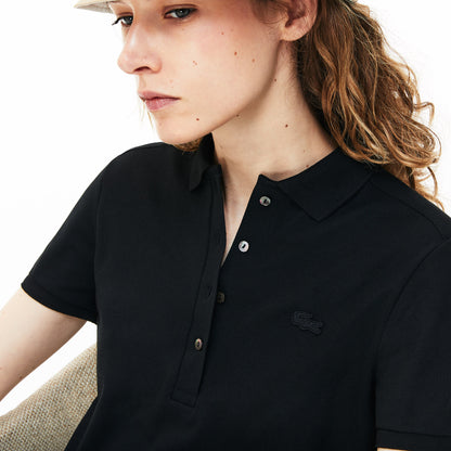 Lacoste Kadın Slim Fit Kısa Kollu Polo Yaka Siyah Elbise