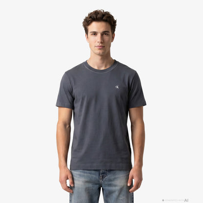 Calvin Klein Contrast Collar Stitch Crewnk Erkek Gri T-shirt