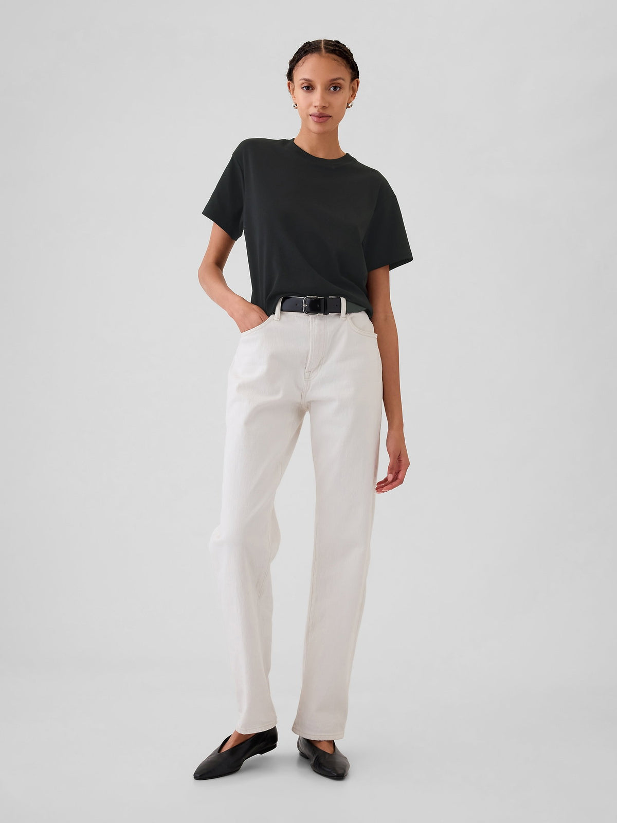 Siyah Supima® Pamuk Relaxed T-shirt