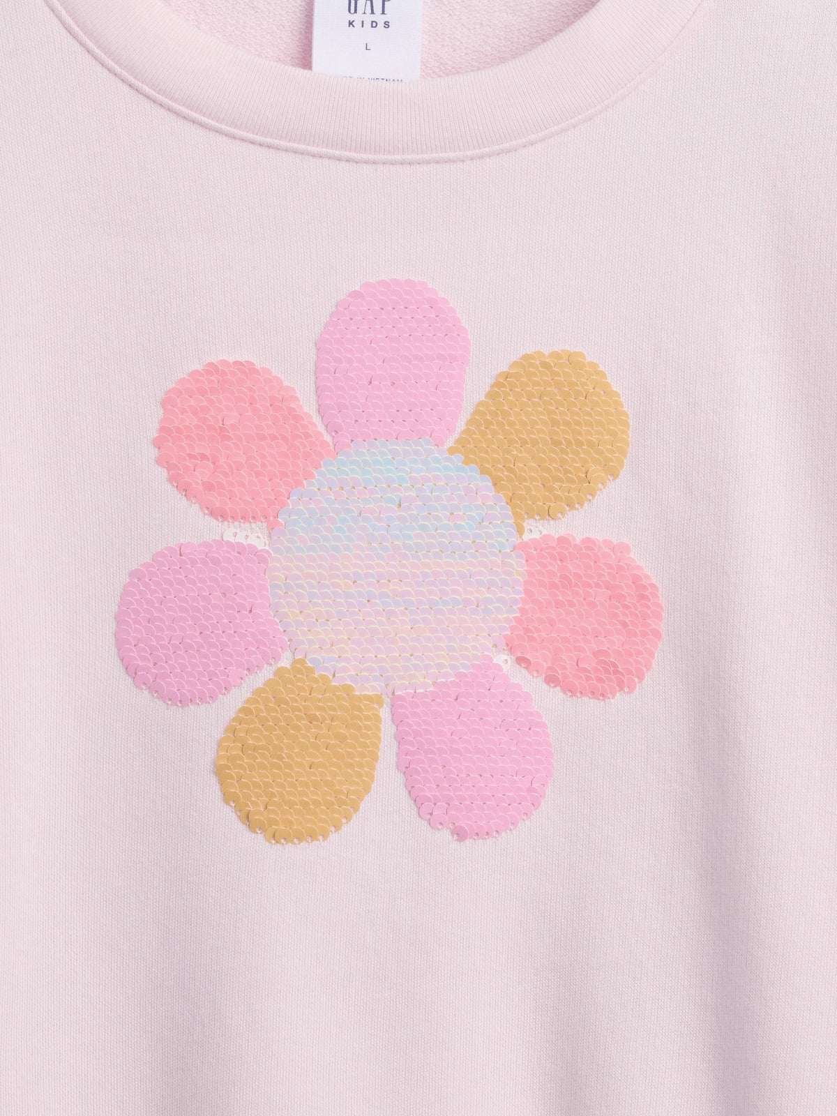 Açık Pembe Oversized Wedge Flippy-sequin Grafik Baskılı Sweatshirt