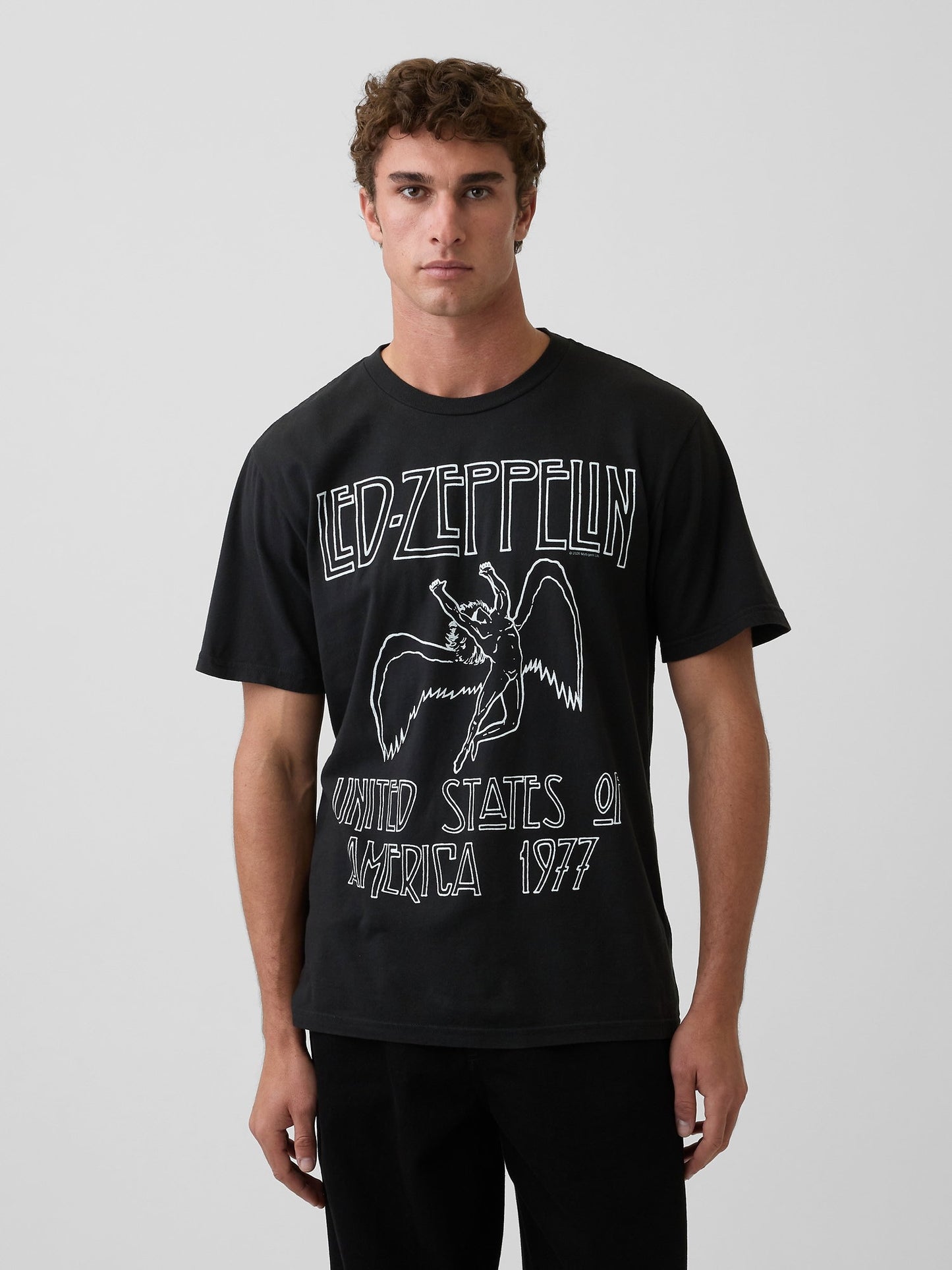 Siyah Led Zeppelin Relaxed Grafik Baskılı T-shirt