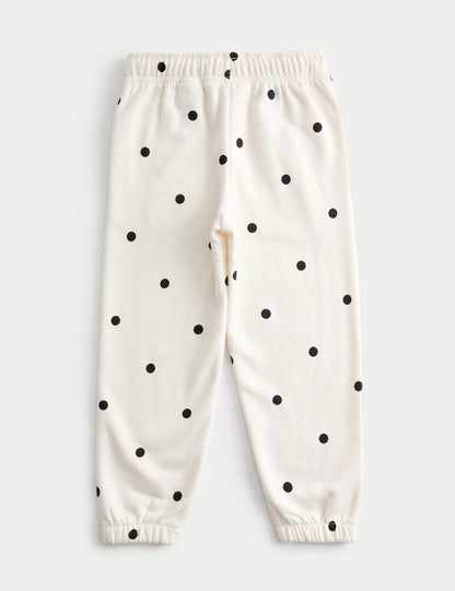 Pamuk Karışımlı Puantiye Desenli Jogger Pantolon (2-8 Yaş)