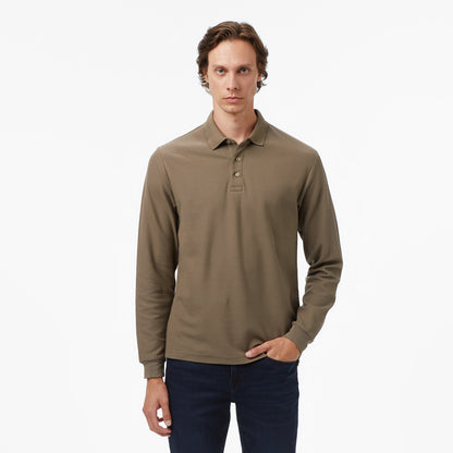 Nautica Erkek Kahverengi Classic Fit Uzun Kollu Polo Yaka T-shirt