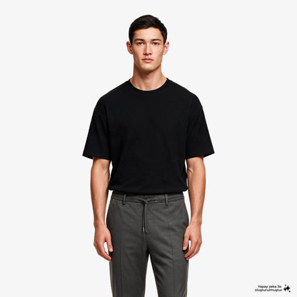 Hugo Boss Cotton Terry Erkek Siyah T-shirt