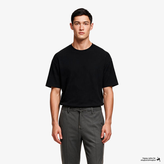 Hugo Boss Cotton Terry Erkek Siyah T-shirt