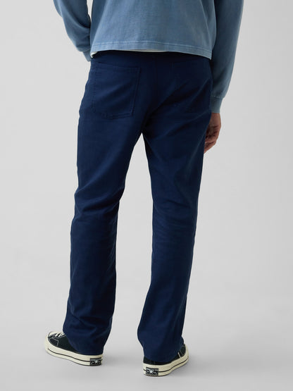 Koyu Mavi Keten Karışımlı Relaxed Straight Pantolon