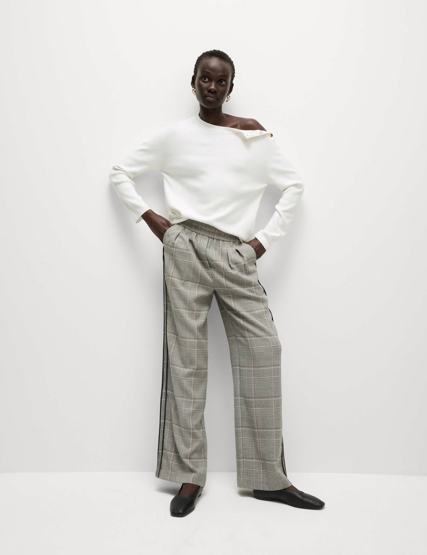Şerit Detaylı Wide Leg Pantolon