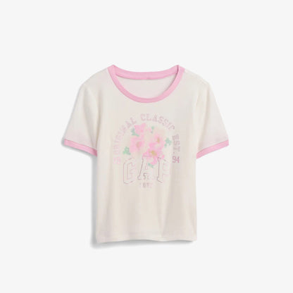Gap Ringer Grafik Baskılı Çocuk Krem T-shirt