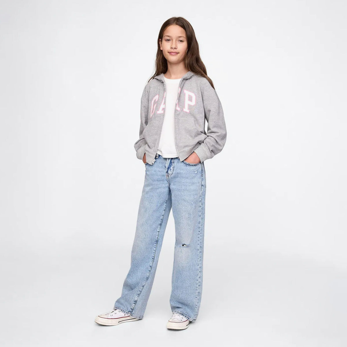Gap V-frch Logo Çocuk Gri Sweatshirt
