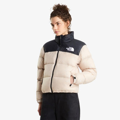 The North Face 1996 Nuptse Kadın Bej Siyah Mont