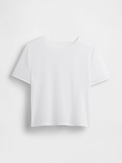 Beyaz Transparan Crop T-shirt