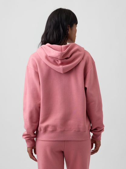 Pembe Gap Logo Fleece Fermuarlı Sweatshirt