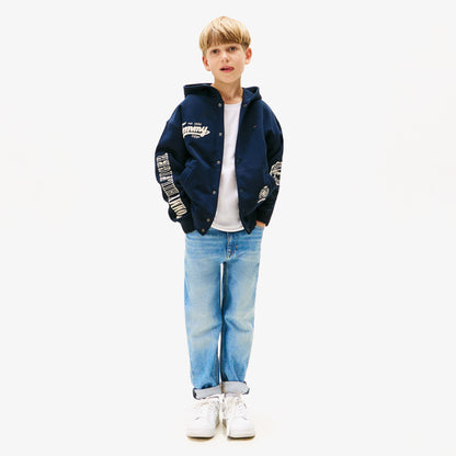 Tommy Hilfiger Varsity Graphic Snap Button Çocuk Lacivert Sweatshirt