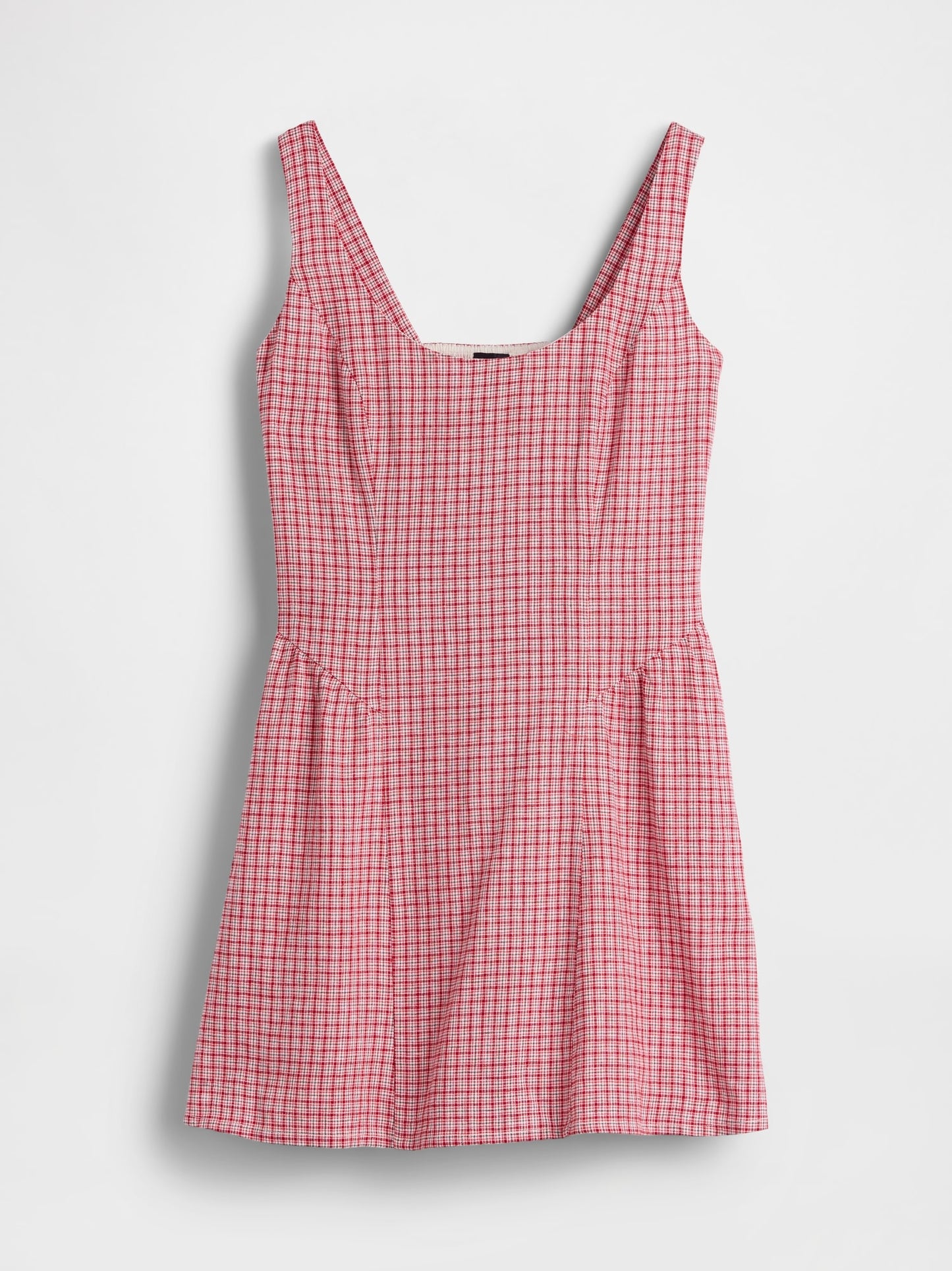 Kırmızı Keten Karışımlı Drop-waist Mini Elbise