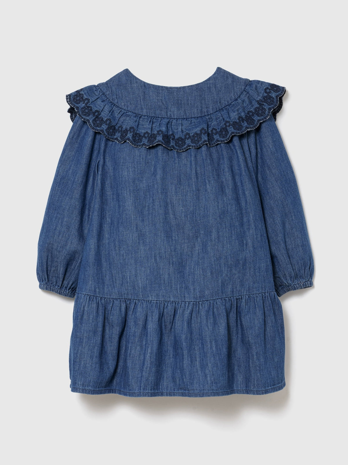 Koyu Mavi Denim Drop-waist Elbise