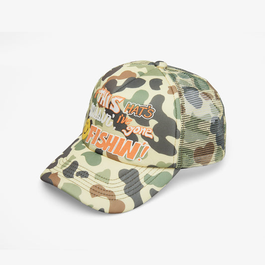 Market Smiley Camo Trucker Erkek Yeşil Şapka