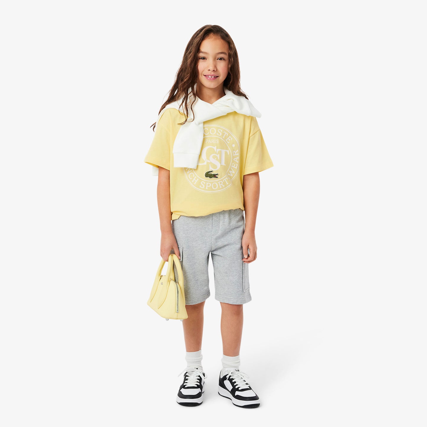 Lacoste Çocuk Bisiklet Yaka Baskılı Sarı T-shirt