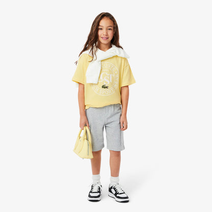 Lacoste Çocuk Bisiklet Yaka Baskılı Sarı T-shirt
