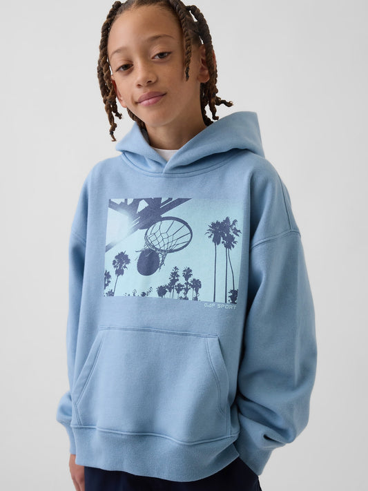 Açık Mavi Vintagesoft Relaxed Grafik Baskılı Sweatshirt