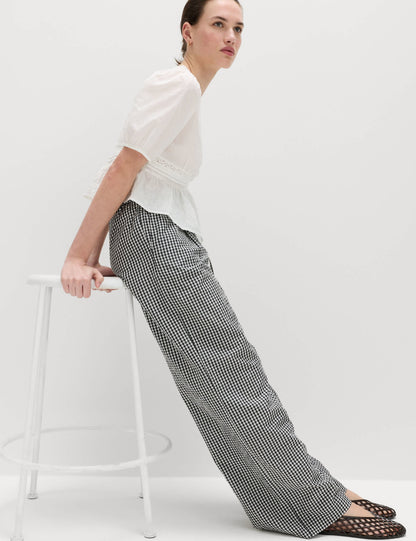 Pötikareli Wide Leg Pantolon