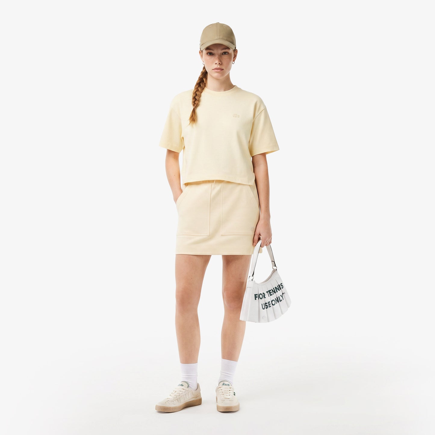 House Of Superstep X Lacoste Kapsul Koleksiyon Kadın Bej T-shirt