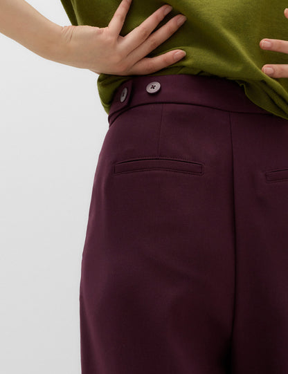 Yüksek Belli Çift Pileli Wide Leg Pantolon