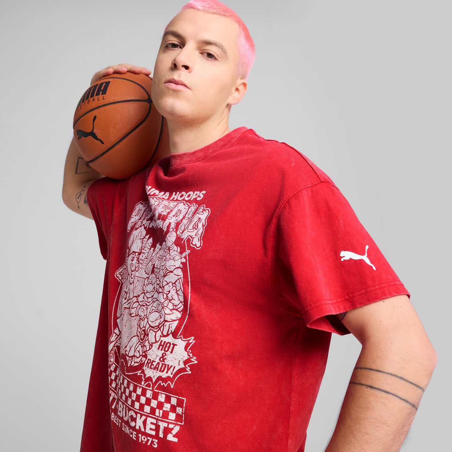 Puma X Tmnt Erkek Kırmızı Basketbol T-shirt