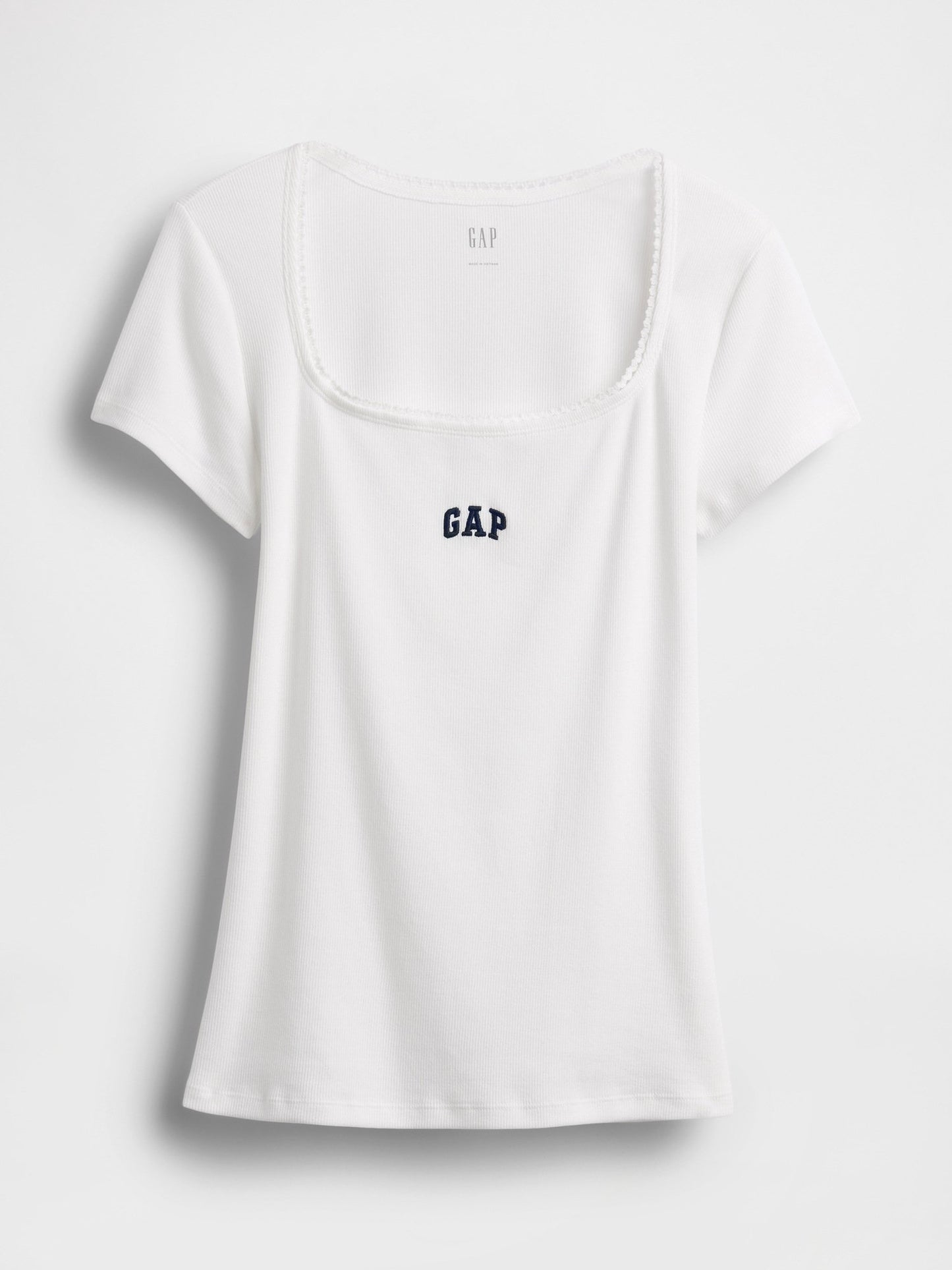 Beyaz Fitilli Gap Logo Scoopneck Üst