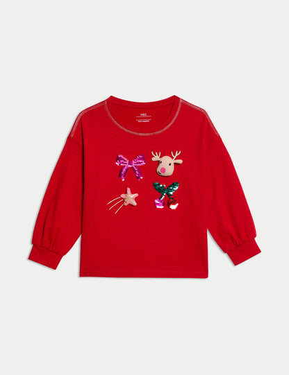 Saf Pamuklu Payetli T-shirt (2-8 Yaş)