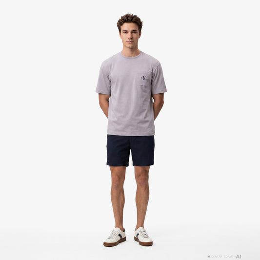 Calvin Klein Straight Seersucker Elastic Erkek Mavi Şort
