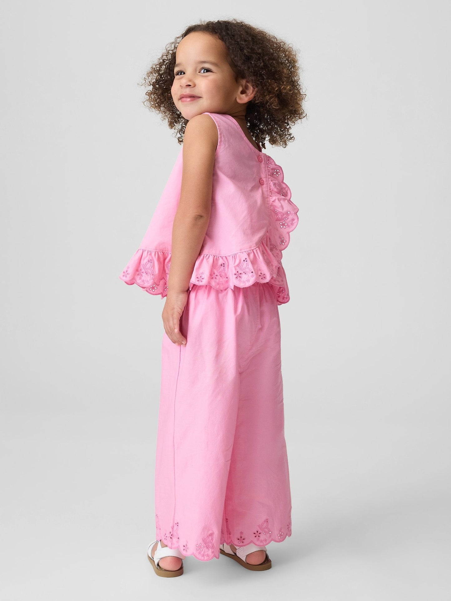 Pembe Eyelet Volanlı Outfit Set
